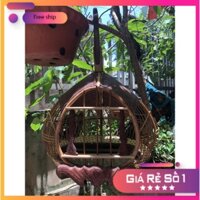 Lồng cu gáy quả cửa dơi nóc bịt da Lồng nuôi chim cu gáy tặng kèm giỏ thóc và mẹt đáy giá rẻ