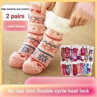 Lông Cừu Lót Dày Tầng Tất Len Chống Trơn Trượt Thu Đông Ấm Áp Người Lớn Trong Nhà Giường Nữ Ngủ Confinement Tất