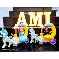 Lồng đèn công chúa, búp bê đi cổ xe ngựa mặt trăng. sử dụng pin