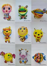 Lồng đèn giấy xếp in hình (15-20cm) - Mẫu 11