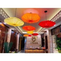 Lồng đèn lá sen vải nhún 60cm