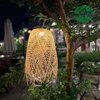 Lồng đèn mây tre trang trí. Đèn lông nan tre kiểu dáng Tua Rua kích thước D32cm xH50cm và phụ kiện