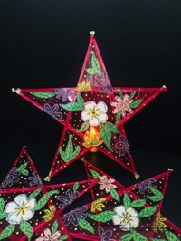 Lồng Đèn Ngôi Sao Giấy Kiếng - Mẫu Hoa Lá (30cm)