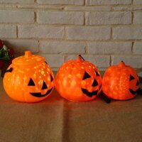 Lồng đèn quả bí ngô Giỏ đựng kẹo bí ngô có đèn xoay âm thanh 15/18/19cm