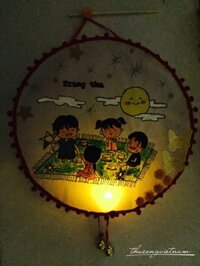 Lồng đèn tre tròn đã trang trí - Ăn cỗ Trung Thu (20cm)