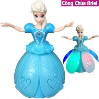 Lồng đèn trung thu công chúa Elsa đầm nhựa xòe dùng pin có đèn nhạc cho bé 2019