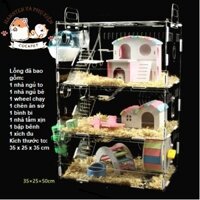 Lồng hamster - Chuồng hamster mica full đồ 3 tầng size to 35 x 25 x 50
