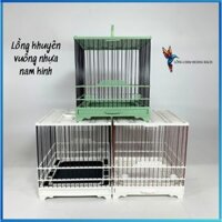 Lồng khuyên vuông, lồng chim hút mật vuông chất liệu nhựa, nan mau nuôi được chim sâu, ốc mít, tặng kèm full phụ kiện