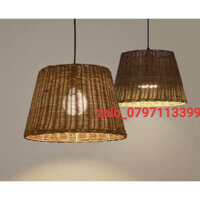 Lồng mây tre thả trần - đèn mây tre trang trí quán coffee -đèn hình thang mây