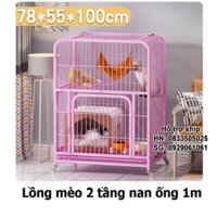Lồng mèo nan ống 1m có 2 tầng xịn xò