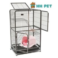 Lồng Mèo Nan Ống 3 Tầng Có Bánh Xe Cao Cấp Size L. Màu Xanh, Hồng ,Vân Đá