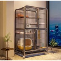 LỒNG MÈO VÂN ĐÁ NAN ỐNG SIZE ĐẠI 3 TẦNG, CHIỀU CAO 1M35, BỀN CHẮC, CHUỒNG MÈO CÓ BÁNH XE