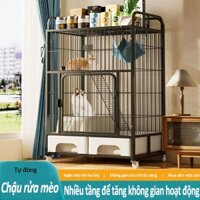 Lồng mèo với chậu cát mèo ba tầng bốn tầng lồng mèo nhiều tầng lồng mèo sắt có bánh xe không gian rộng rãi và chắc chắn