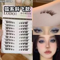 Lông mi giả kiểu cáo Lông mi mắt cáo Phong cách bay chéo Cụm đơn phân đoạn màu đen dày đặc