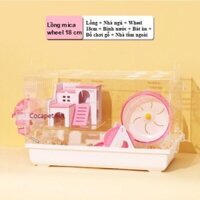 Lồng mica size 47 full phụ kiện, wheel chạy 18 cm  như hình