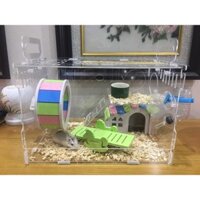 Lồng mika cho hamster (full đồ như hình) 30 x 20 x 20 cm