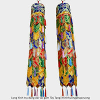 Lọng Ngũ Sắc Vải Gấm Tây Tạng Trang Trí Ban Thờ 2 Kích Thước, Pháp Bảo Mật Tông