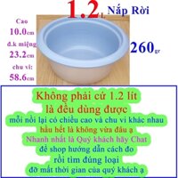 Lòng nồi cơm điện (ruột nồi cơm điện) Nắp Rời 1.2 L chống dính màu Ghi, nặng 260 gr