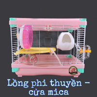 Lồng phi thuyền cửa mica. Lồng sắt nuôi hamster. Chuồng nuôi hamster trong suốt
