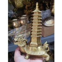 Long Quy Cõng Tháp Văn Xương 9 tầng bằng đồng Cao 17cm