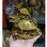 Long quy đầu rồng cõng gậy ý cõng con bằng đồng rùa đầu rồng cõng vàng, bát quái như ý Linh vật trấn trạch phong thủy