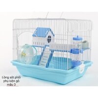 Lồng sắt phối phụ kiện gỗ cho hámter mẫu 3,mẫu 5
