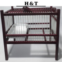 Lồng tắm chim chào mào 1 ngăn chất liệu gỗ sơn nan cáp quang