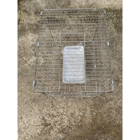 Lồng tắm chim inox dạng gấp gọn phù hợp cho lồng chim chào mào, chích choè, hoạ mi tặng kèm khay tắm