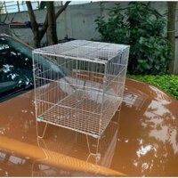 Lồng tắm chim inox dạng gấp gọn phù hợp cho lồng chim chào mào, chích choè, hoạ mi (tặng kèm khay tắm)
