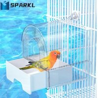 Lồng tắm chim SPARKL, Bồn tắm treo vẹt treo tường chống nước, Thiết kế ngăn kéo trong suốt thực tế Hộp tắm chim lớn Cockatiel