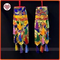 Lọng Trang Trí Bàn Thờ Mật Tông [Kim Cương Hỷ Lạc] Hình Trụ Vải Gấm - Dài 40Cm
