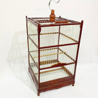 Lồng vuông chào mào khung gỗ giá rẻ nan cáp quang chắc chắn có móc Birdcages