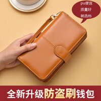 long women's wallets men's wallets long wallets female cute wallets Ví Nữ 2023 Phong Cách Mới Họa Tiết Da Thật Chính Hãng Ví Dài Mềm Mại Tinh Tế Dung Tích Lớn Ly Hợp Chống Degaussing