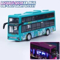 Longpean Double Decker Bus Model Ma sát Powered Quà tặng sinh nhật Đồ chơi bé trai