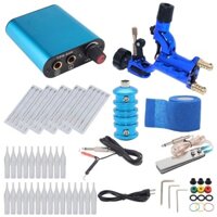 Longtian Professional Tattoo Kit Blue Dragonfly Rotary Tattoo Machine Shader & Liner Với Grommets