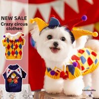 Lontimemio] Chó Chú Hề Trang Phục Ngộ nghĩnh Chó Halloween Trang Phục Chó Jester Cosplay Trang Phục Cho Chó Mùa Đông Ấm Áo Len Xiếc Series Thú Cưng Áo Len Mới