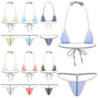 Loodgao Nữ Nhìn Xuyên Qua Micro Bikini Bộ Đồ Lót Mini Tam Giác Cốc Ren Áo Ngực Và T-back Thông Sọc Nhiều Màu Sắc Váy Ngủ
