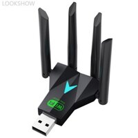 Lookshow Driver Free 1300Mbps Bộ chuyển đổi WiFi USB 2.4G / 5Ghz Bộ thu không dây Wi-Fi 4 băng tần kép cho PC / Laptop H8Y9