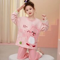 Loopy Girl Bộ Đồ Ngủ Dễ Thương Mùa Xuân 2025 Trẻ Em Cotton Ve Áo Dài Tay Áo + Quần Bộ Đồ Ngủ Teen Hoạt Hình Sanrio Váy Ngủ Phù Hợp Với
