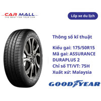 LỐP GOODYEAR 175/50R15 ASSURANCE DURAPLUS 2