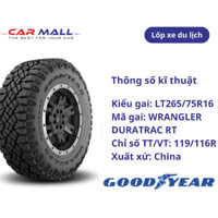 LỐP GOODYEAR LT265/75R16 WRANGLER DURATRAC RT