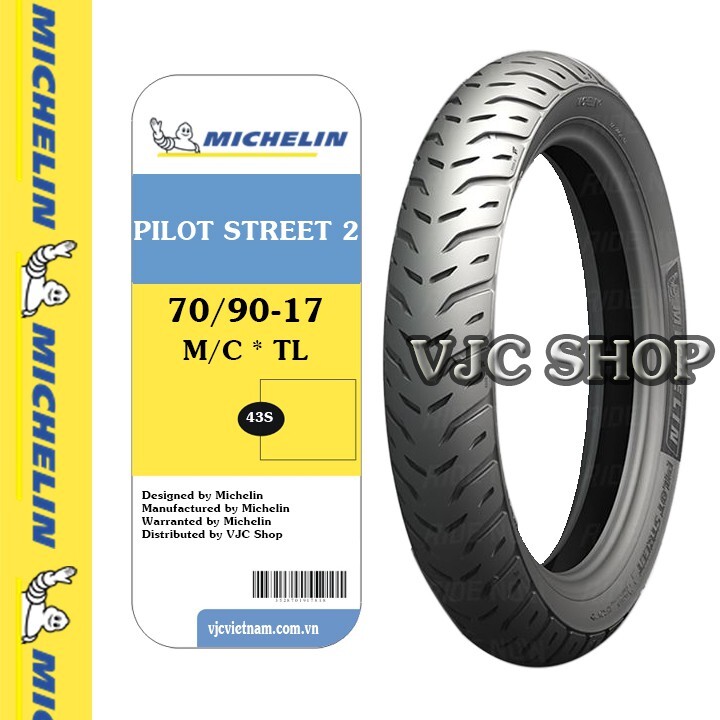 Lốp Michelin 70/90-17 MC 43S PILOT STREET 2 TL