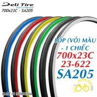 Lốp (Vỏ) trọc xe đạp Deli Tire SA205 700x23C - Lốp màu 1 Cái