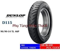 Lốp xe máy không săm 90/90-14 TL 46P Dunlop D115 Indonesia [bonus]