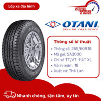 Lốp xe ô tô địa hình Thái Lan OTANI 265/60R18 SA3000 (chữ trắng)