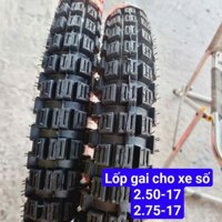Lốp xe số. 2.50-17 và 2.75-17 gắn các dòng xe số mâm 17 như wave . sirius . chuyên tải nặng và đường đất đường cát
