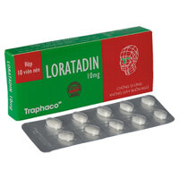 Loratadin 10mg, điều trị viêm mũi dị ứng với các triệu chứng như hắt hơi, sổ mũi