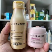 🇫🇷L'oreal🇫🇷 Cặp gội + hấp (ủ) tóc L'oreal Lipidium Absolut Repair dành cho tóc hư tổn, 100ml + 75ml T