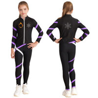 Lorilida Trẻ Em Bé Gái Tay Dài Dây Kéo Đứng Cổ Áo Khoác Lông Cừu Có Quần Legging Cho Hình Trượt Băng Thể Dục Vũ Tập Luyện