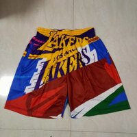 Los Angeles Lakers Tím Mitchell & ness Quần Short Mới Rời Thể Thao Nhanh Khô Thể Dục Quần Bỏ Túi